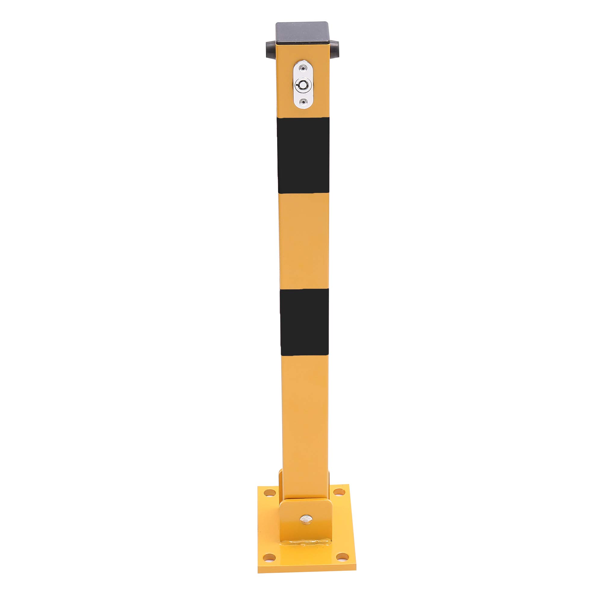 TOPWAY Borne de Verrouillage d'Espace de Stationnement de Voiture Pliante Poste de Barrière de Stationnement avec Serrure, Jaune et Noir, Serrure Supérieure, 60cm de Hauteur