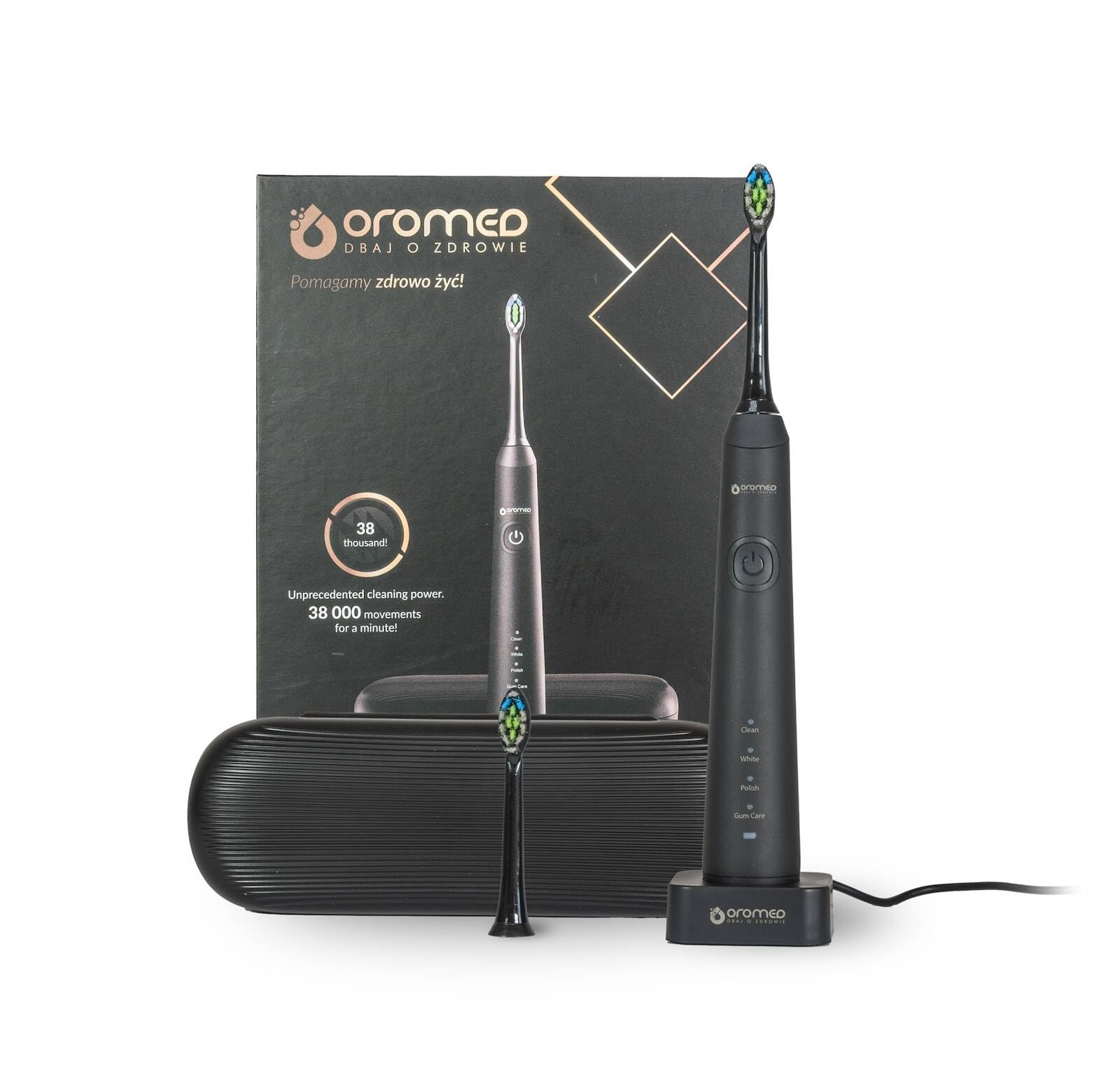OROMED ORO-SONIC PROFESSIONAL Cepillo de dientes sónico eléctrico con 38.000 vibraciones/min, batería de 2000 mAh hasta 360 min, pantalla LED, múltiples modos de limpieza, IPX7 resistente al agua