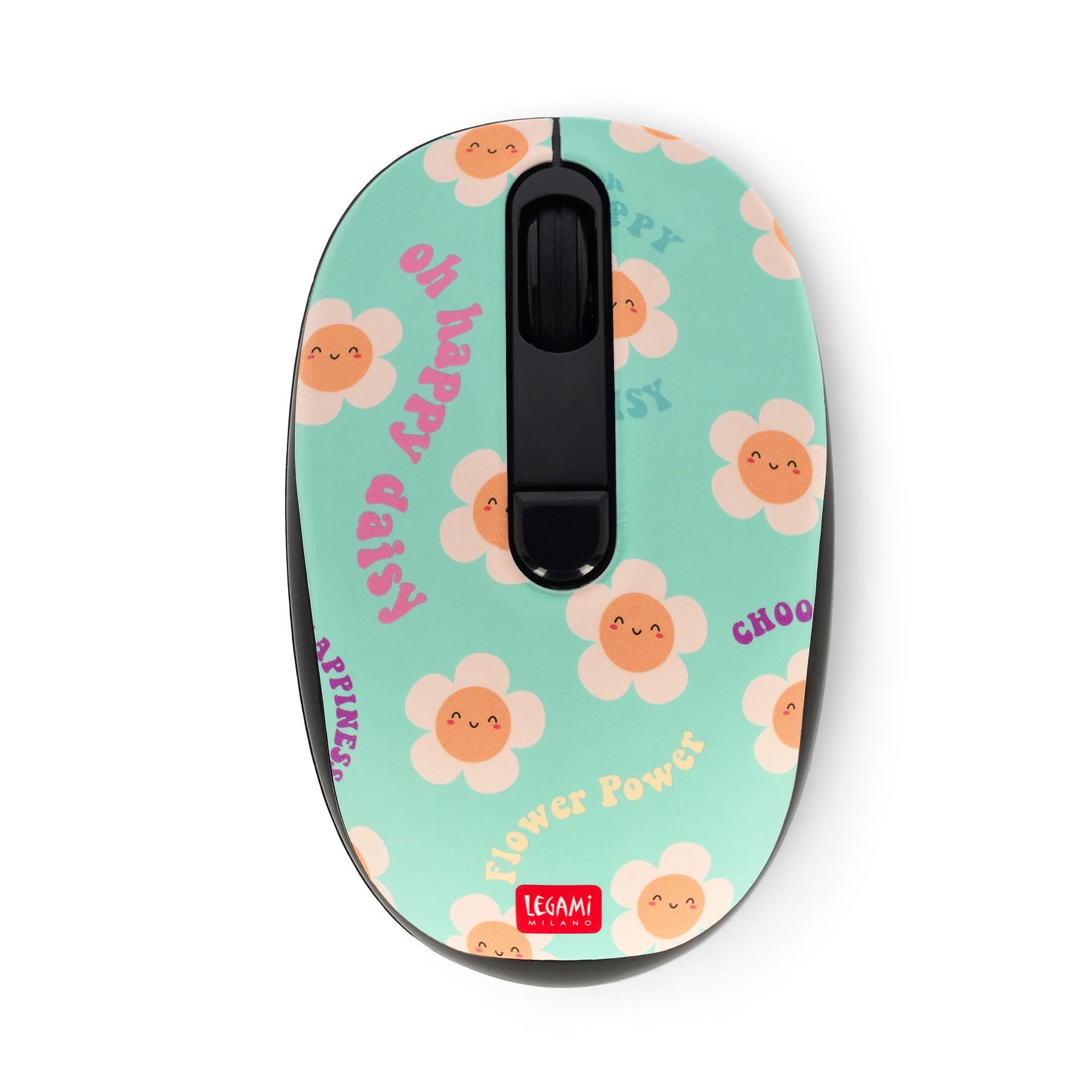 Legami - Mouse Wireless con Ricevitore USB Ultra Compatto, Tema Daisy, 3 Opzioni di Velocità, Materiale ABS, Connessione Wireless fino a 10 m