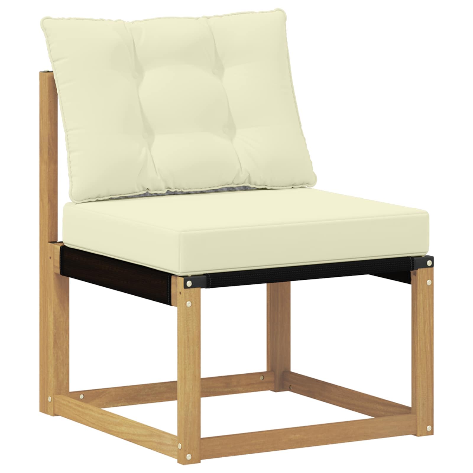 Outdoor-Sofagarnitur mit Kissen 5-teilig Weiß Creme aus massivem Akazienholz und Textilene für Garten Terrasse mit Tisch und Sitzgruppe für komfortable Einrichtung im Freien