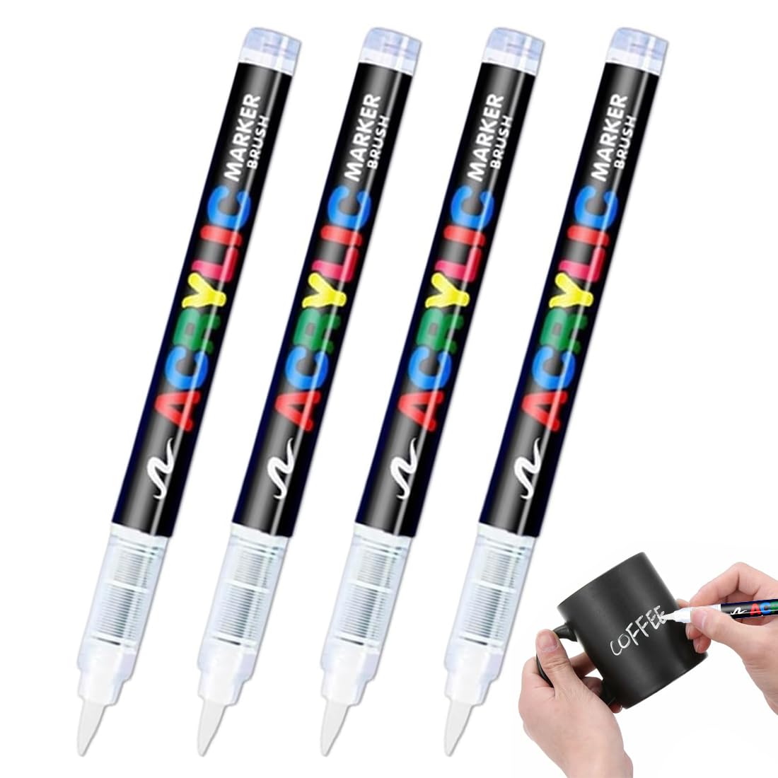 QOCUILC 4 Pieces White Permanent Marker, White Marker Fine Tip