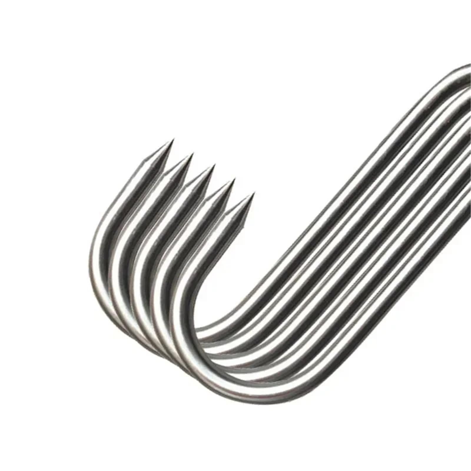 50 ganchos en forma de S de acero inoxidable con punta afilada for colgar ropa de carne, utensilios de cocina y carnicería. Para Carnes