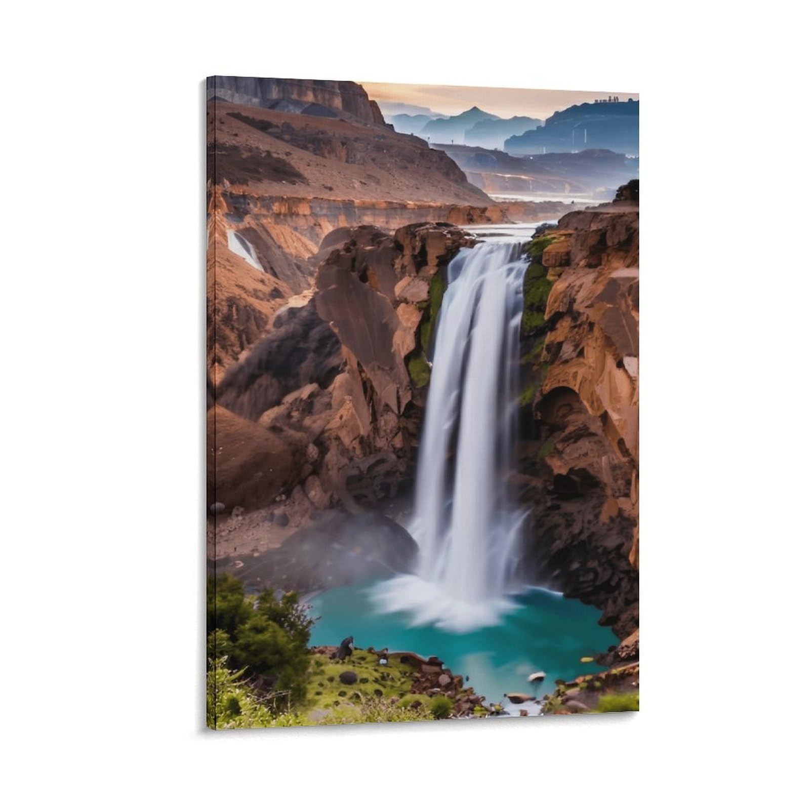 XPASHIQWC Canyon Waterfall Wall Decor Poster Giclee Canvas Prints Modern Canvas Wall Art Picture Wall Hanging for Office Gym Living Room Decor 20x30inch(50x75cm)