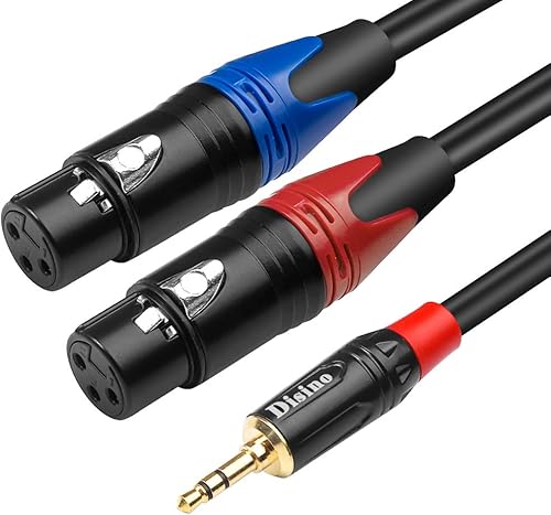 Disino Cable hembra dual XLR a 0.138in y divisor en Y, desequilibrado XLR hembra a mini conector TRS estéreo de 18 pulgadas con interconexión