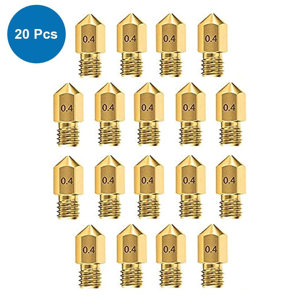 MMOBIEL 20 WYKŁADNIK DO DRESKI DRII E3D, 0,4 mm, mosiądz, E3D V5-V6 3D dla filamentu 1,75 mm, w tym 5 igieł czyszczących i klucza