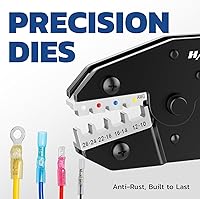 Vista 4 de Haisstronica - Herramienta de crimpado para conectores termorretráctiles, crimpadora para terminales de alambre de carraca, para conectores