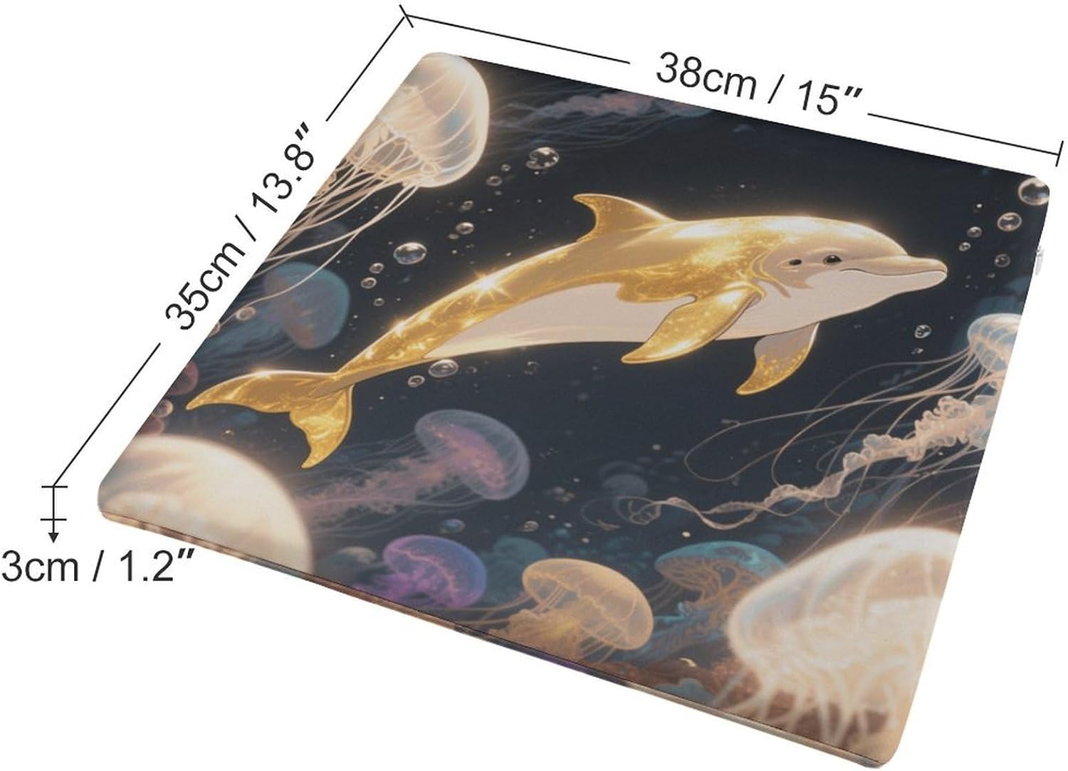 Golden Dolphin Chair Cushion Floor Pillow Stool Cushion | Cushions with Removable Cover with Square Memory for for Chair Living Room Balcony Office Sofa,13.8*15*1.2 Inch