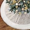 Christmas Tree Skirt Gold White 48 Inch Faux Fur Plush Christmas Decorations Tree Base Mat Thick Velvet Rugs for Holiday Home Decor Party Xmas