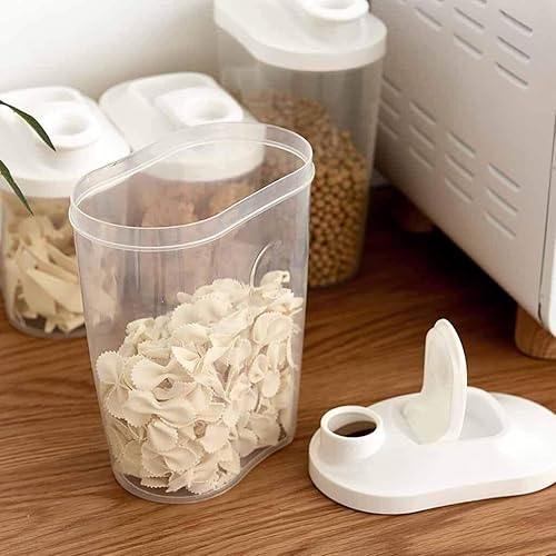 Miniatura 2 de Tarros de almacenamiento Dispensador de cereales de plástico para cocina, caja de almacenamiento sellada transparente para arroz, dulces, granos,