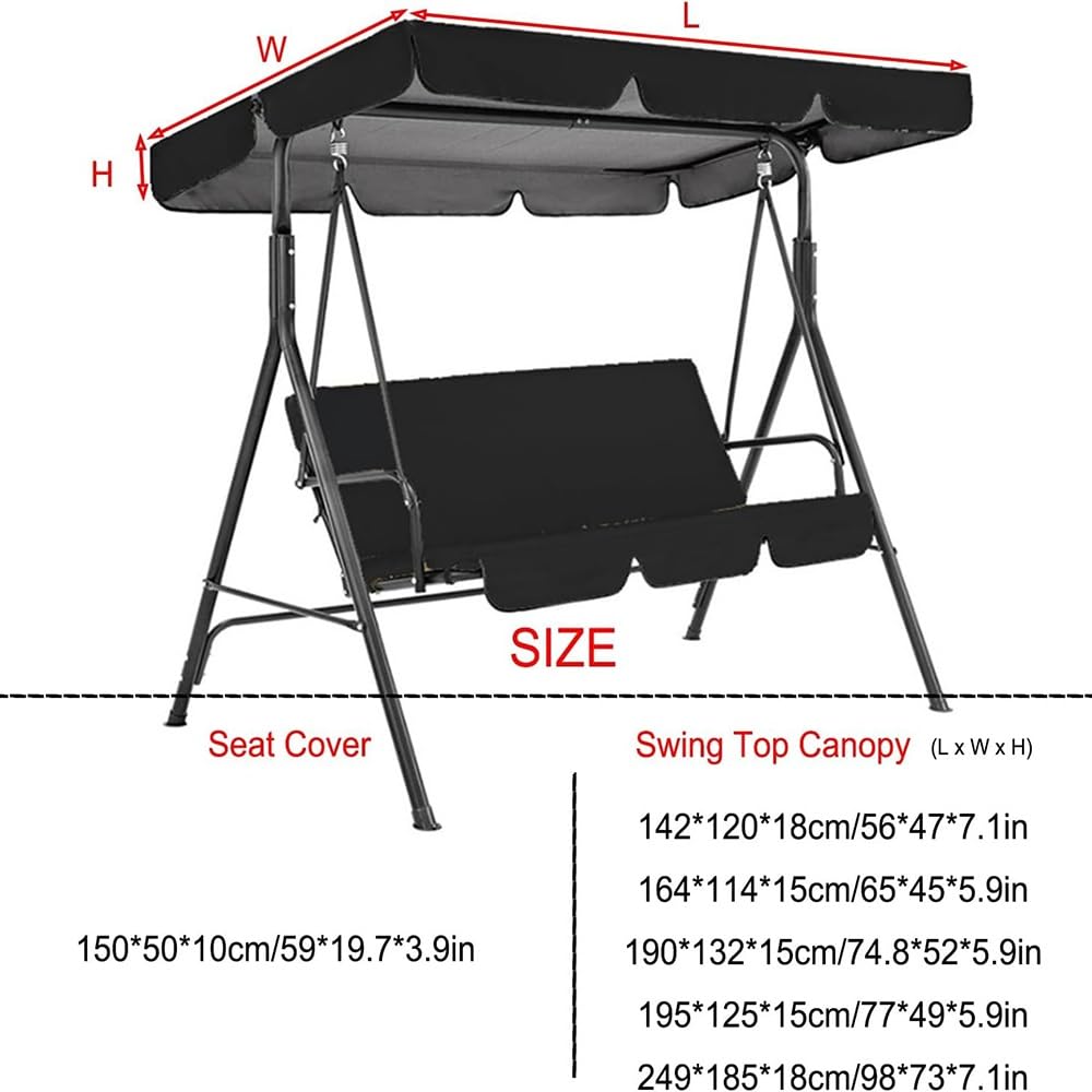 Juego De Cubierta para Columpio De Patio Funda De Asiento De Jardin Toldo De Repuesto para Silla De Columpio Tela Oxford 210D Impermeable(Brown,195x125cm/77x49in)