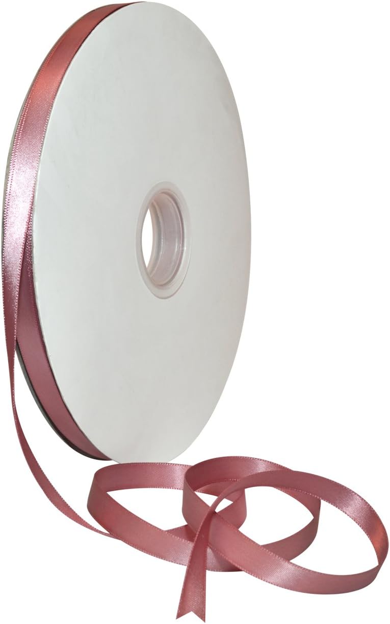 Morex Ribbon 08809/00-165 Polyester Double Face Satin, 3/8" x 100 yd, Rosy Mauve