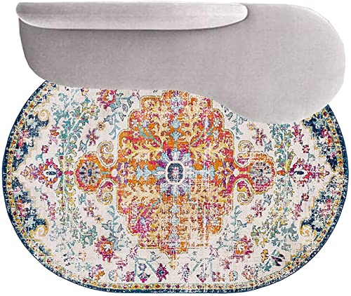 Rururug Modernes Design Teppich Indoor & Outdoor, Oval Anti-Rutsch Teppiche Traditionelles...