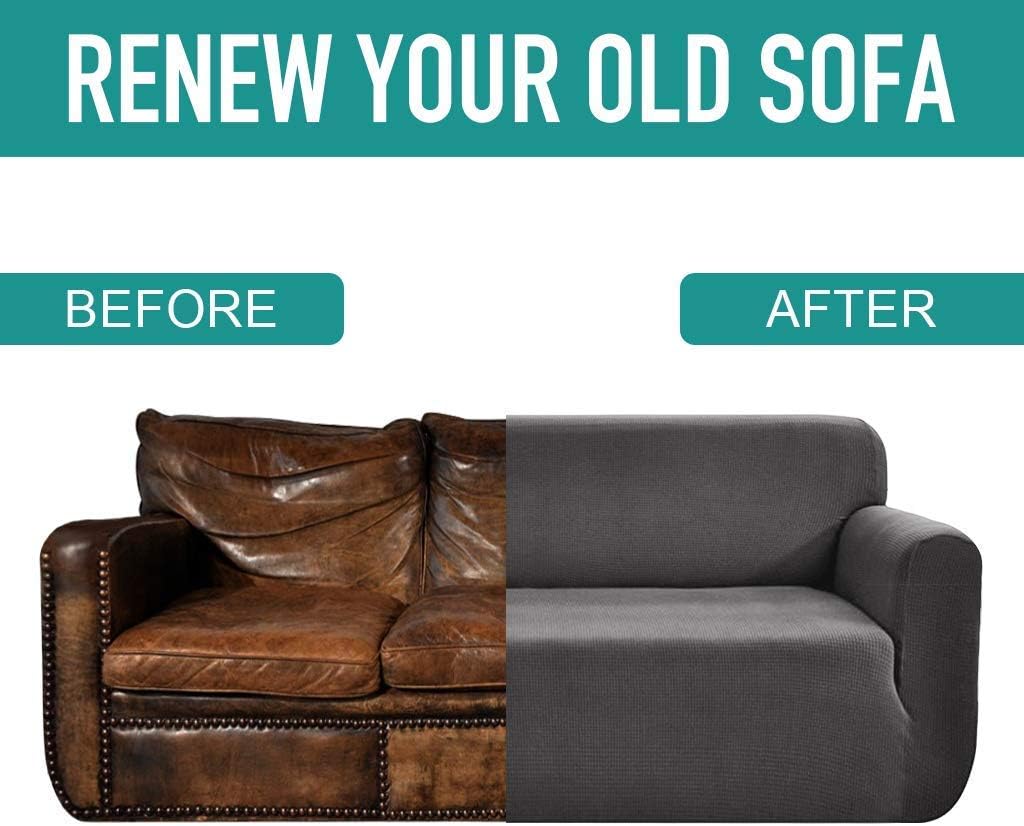 RHF Jacquard-Stretch Loveseat Slipcover Slipcovers for Couches and Loveseats, Loveseat Cover&Couch Cover for Dogs, 1-Piece Sofa Protector(Loveseat: Dark Gray) : Home & Kitchen