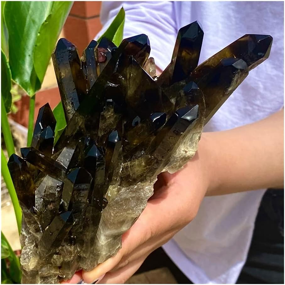 Natural Black Crystal Cluster Natural ore Sample Stone， Crystal for Home Decoration Collection and gi Household