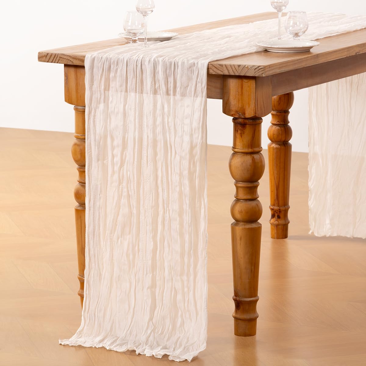 DeZerlor Seihtuch-Tischläufer, 12 Stück, für Frühling, Ostern, Boho-Gaze, 308 cm, weißer Käsetuch, Tischdekoration für Hochzeit, Braut, Babyparty, Partys