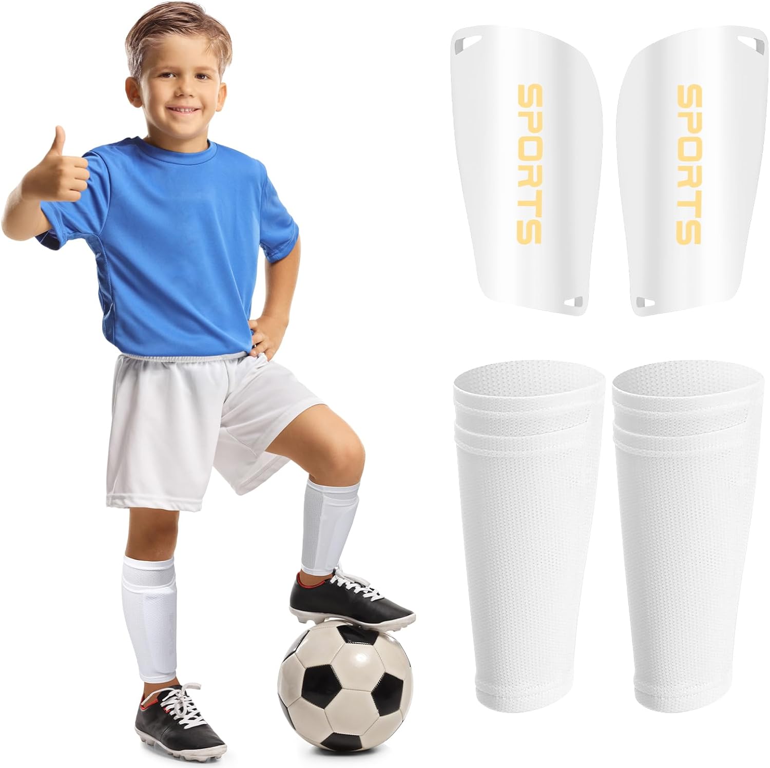 Syhood Soccer Shin Guards for Kids Youth Teens Adults Shin Pads and Sock Sleeves for 3-15 Years Old Children Boys Girls Protection Gear EVA Cushion Protection for Soccer Football Game