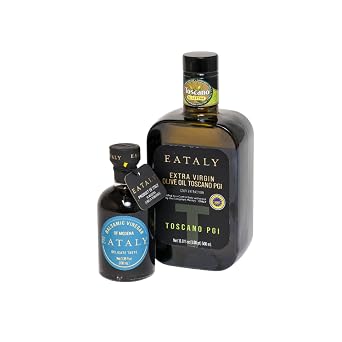 مجموعة زيت وخل Eataly، 1- خل بلسميك مودينا PGI Delicate، 3.38 أونصة سائلة، 1- زيت زيتون بكر ممتاز PGI توسكاني، مضغوط على البارد 16.9 أونصة