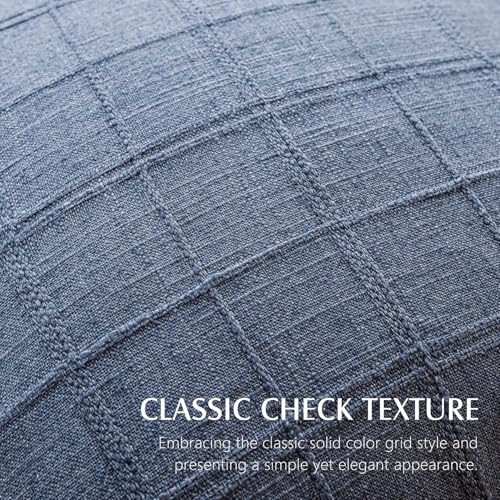 Image of Foindtower Set of 1 Decorative Linen Check Throw Pillow Cover Neutral Farmhouse Vintage Cushion Cover Modern Coastal Boho Home Decor for Sofa Chair Couch Bedroom Living Room,24x24 Inch,Blue