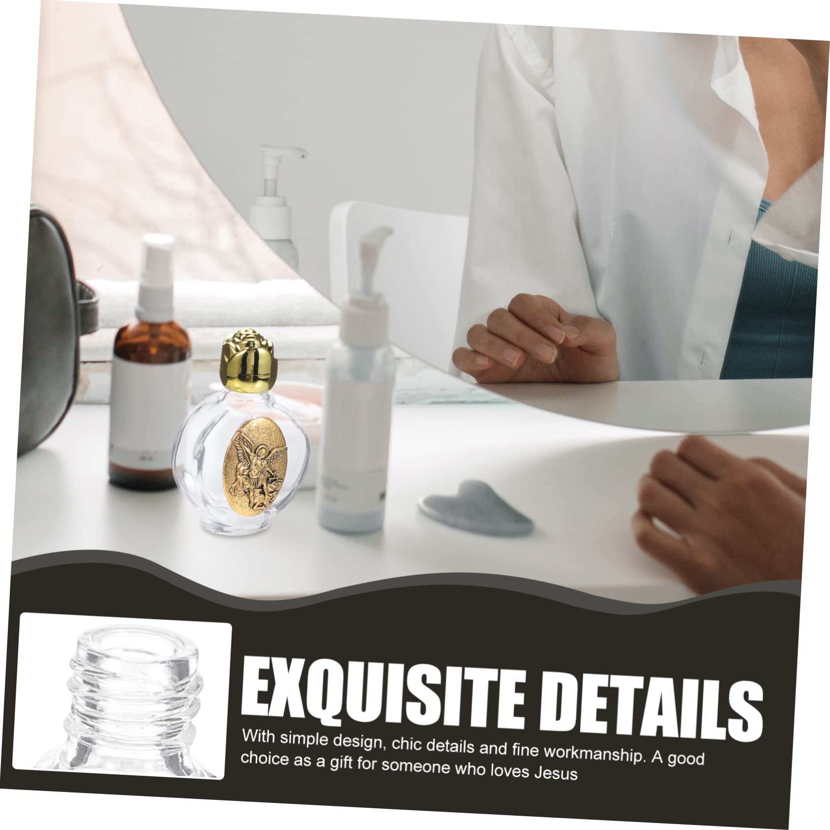 4 Bouteilles Eau Bénite En Verre Relief Croix - Pendentif Catholique Baptême Lourdes