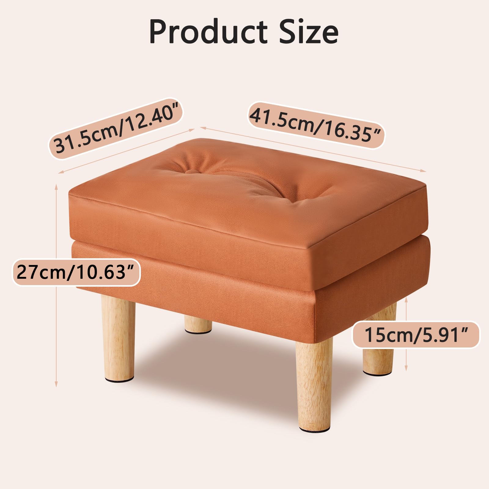 Tabouret De Maquillage Citrouille YMYNY – Pouf Ottoman Moderne Orange, Repose-Pieds Multifonction 32x32x44 Cm