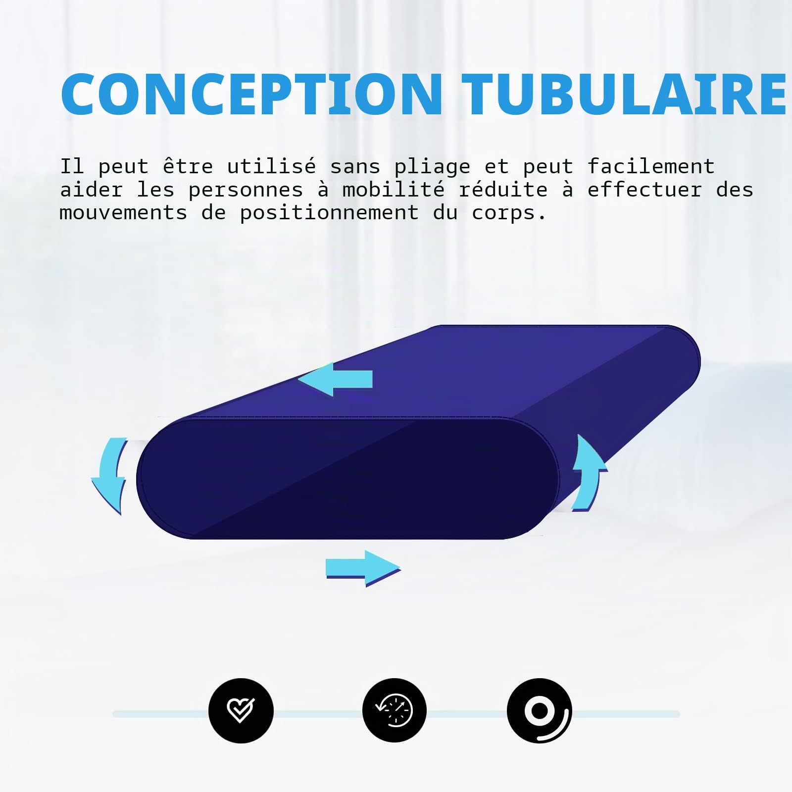 [LOSCHEN] Drap de glissement Bâche coulissante tubulaire pour le transfert des patients, feuille coulissante pour aider au transfert des personnes âgées (100x200cm（39“x79”）, Dunkelblau)
