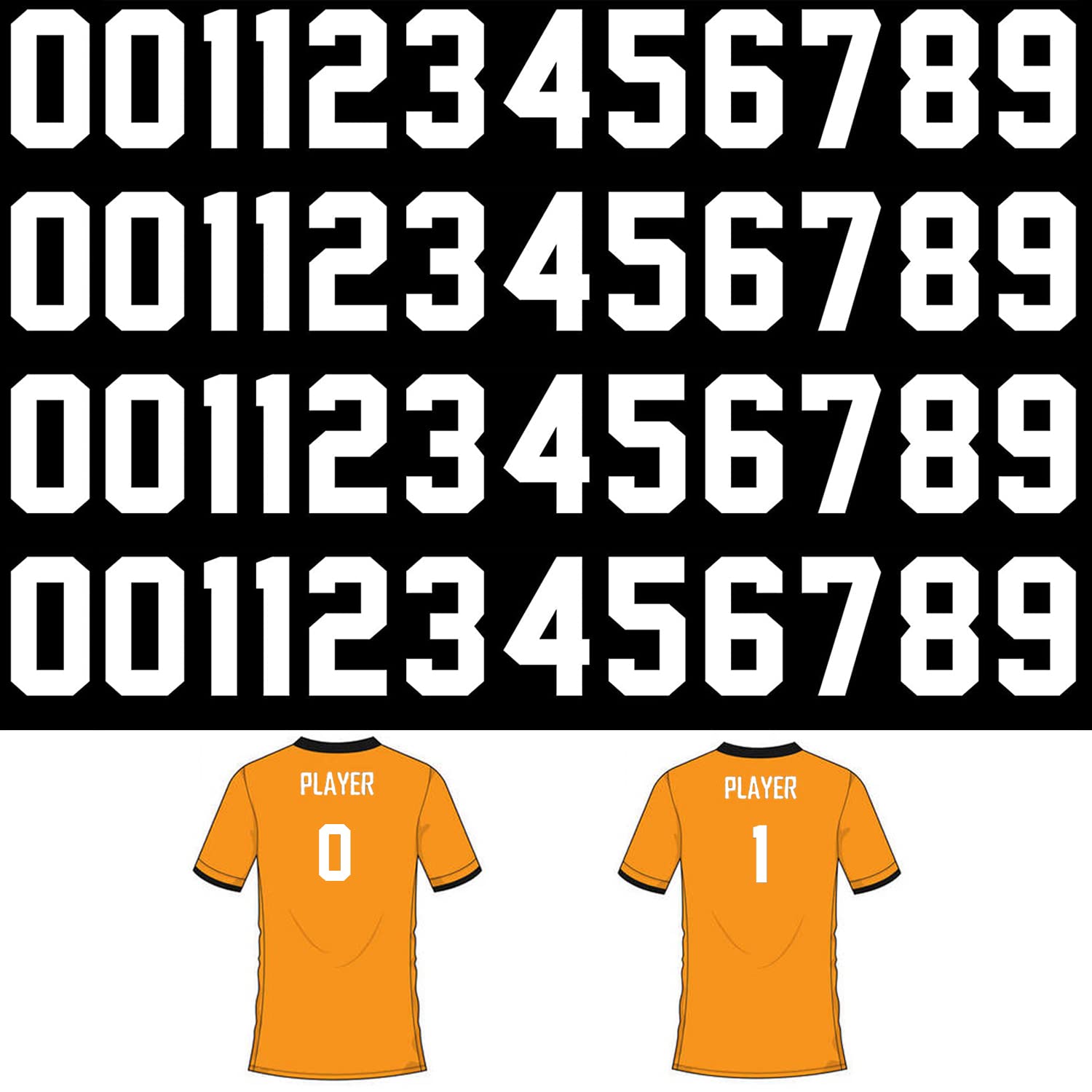 48 Pieces 5 Inch Iron on Transfers Numbers T-Shirt Heat Transfer 0 to 9 Jersey Number for Sports T-Shirt Jersey (White, 5 Inch)