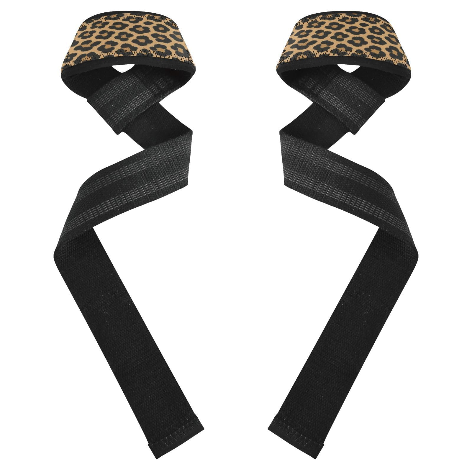 STAYTOP Brown Leopard Print Texture Wrist Straps for Weightlifting,Lifting Straps with Neoprene Cushioned Wrist Padded and Anti-Skid Silicone for Strength Training,Bodybuilding,Deadlifting
