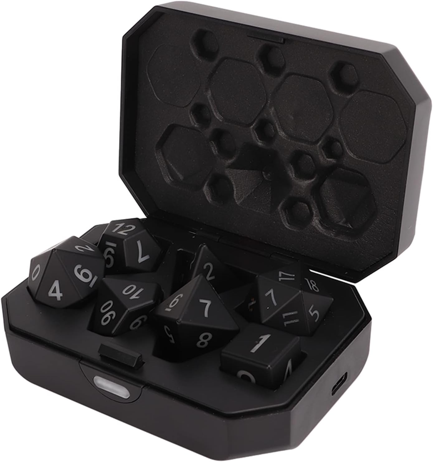 Light Up Dice, 7Pcs Luminous Dice, DND Discoloration Dice Set with LED Light Rechargeable Dice