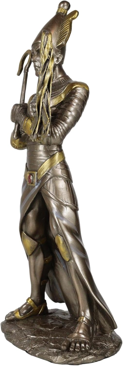 Ebros Gift Ancient Egyptian Deity God and Judge of The Dead Osiris Holding Crook and Flail Figurine in Bronze Patina Finish 11.5" Tall Gods of Egypt Lord of Underworld of Mythology Decor
