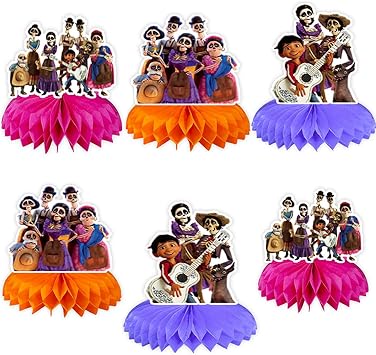 6Pcs CoCo Honeycomb Centerpieces 3D Table Decorations,CoCo Birthday Party Supplies Halloween Party Decorations