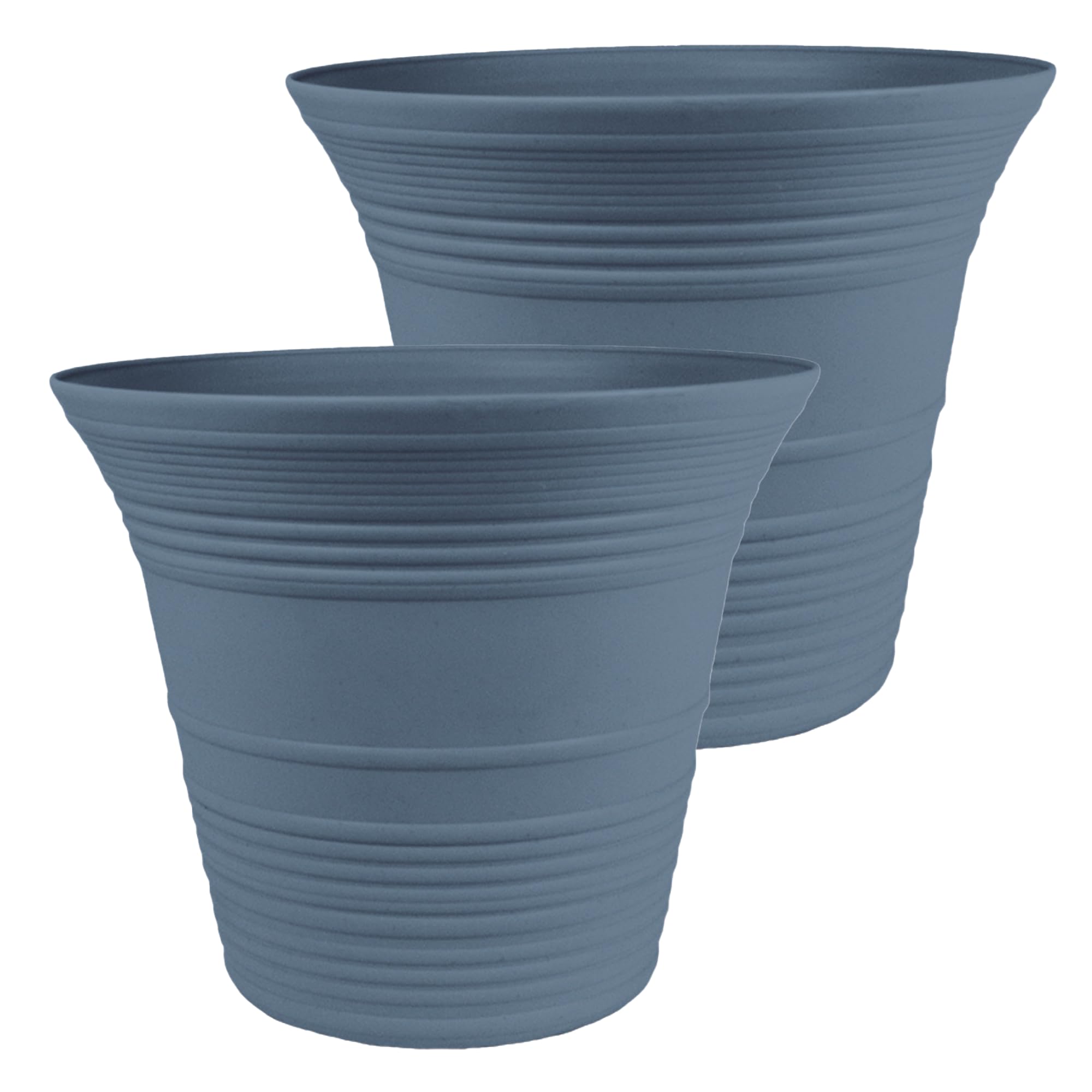 The HC Companies Sedona Round Self-Watering Pot - Lightweight Self Care Planter - Plastic Planter for Herbs & More - Durable Plant Pots for Indoor Plants & Outdoor Plants (12" Dusty Teal, Pack of 2)