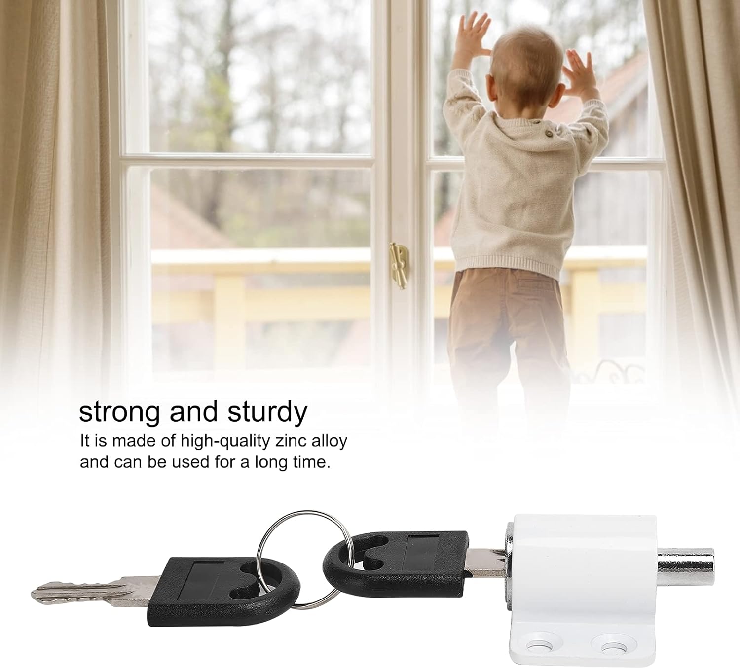 Respicefinem 3Ring White Safety Lock Sliding Window Anti Theft Buckle for Plastic Steel Window Ideal for Home Used for Ventilation and Anti Theft to Prevent Children from Falling