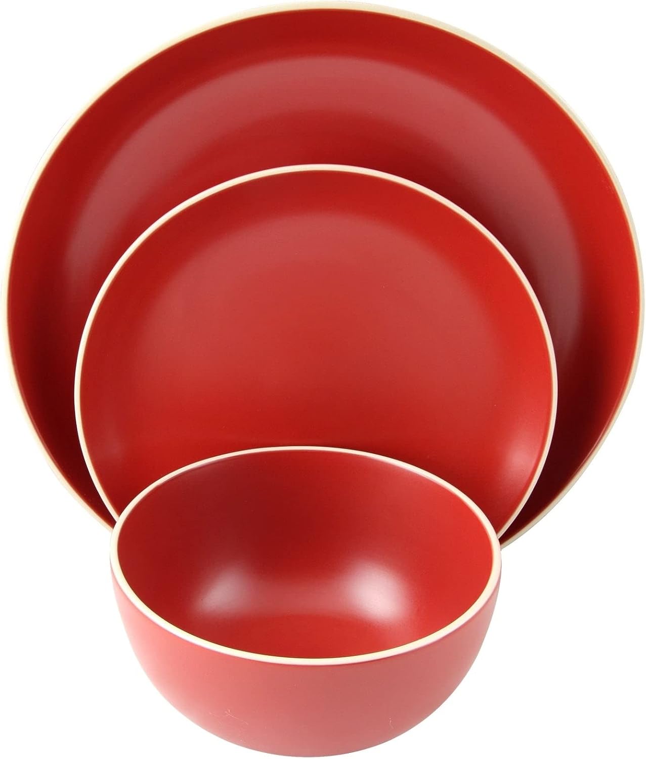 12piece Dinnerware Set In Matte Red Solid Traditional