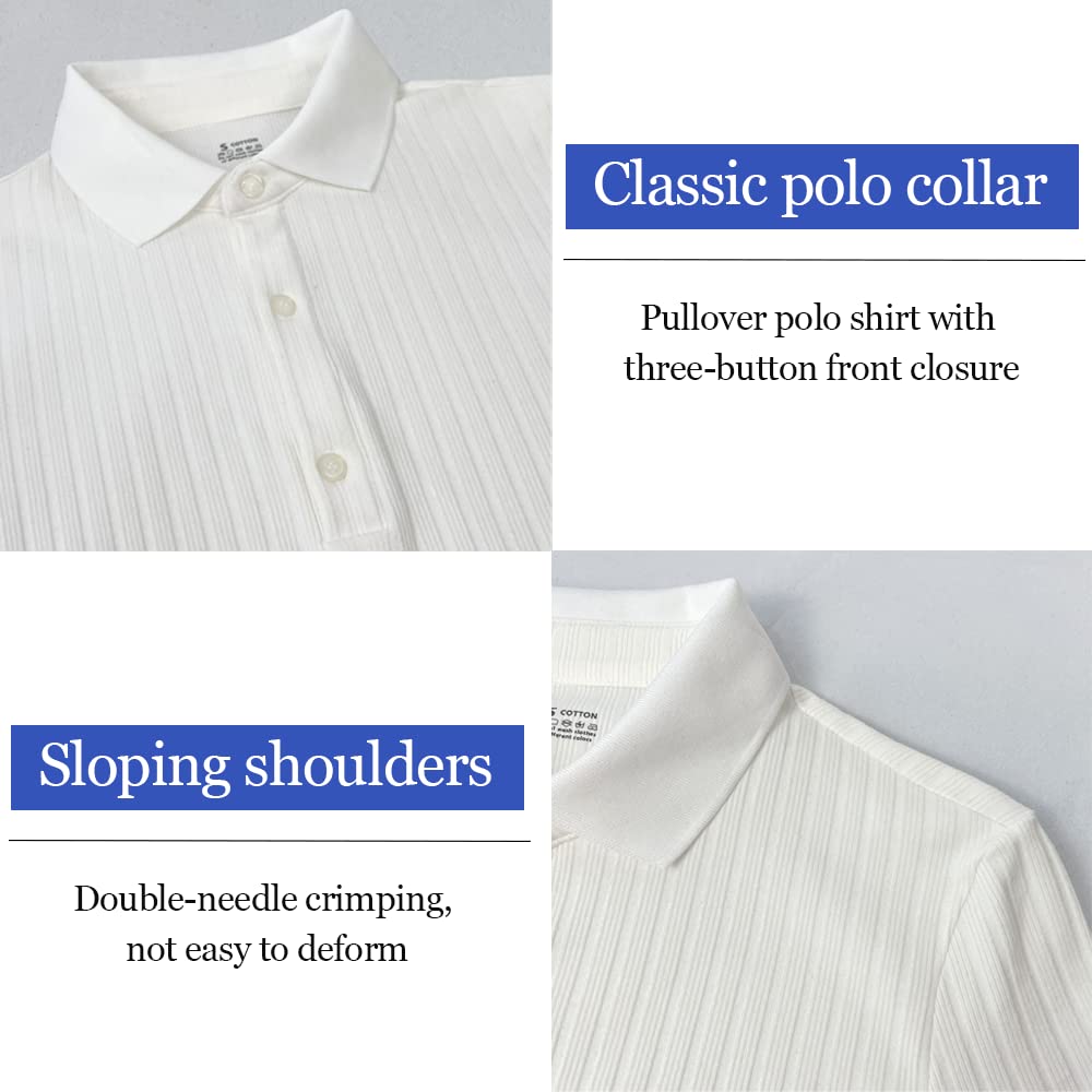 Lehmanlin Muskel-Poloshirts für Herren Langarm/Kurzarm Stretch Slim Fit Baumwolle Golf T-Shirt