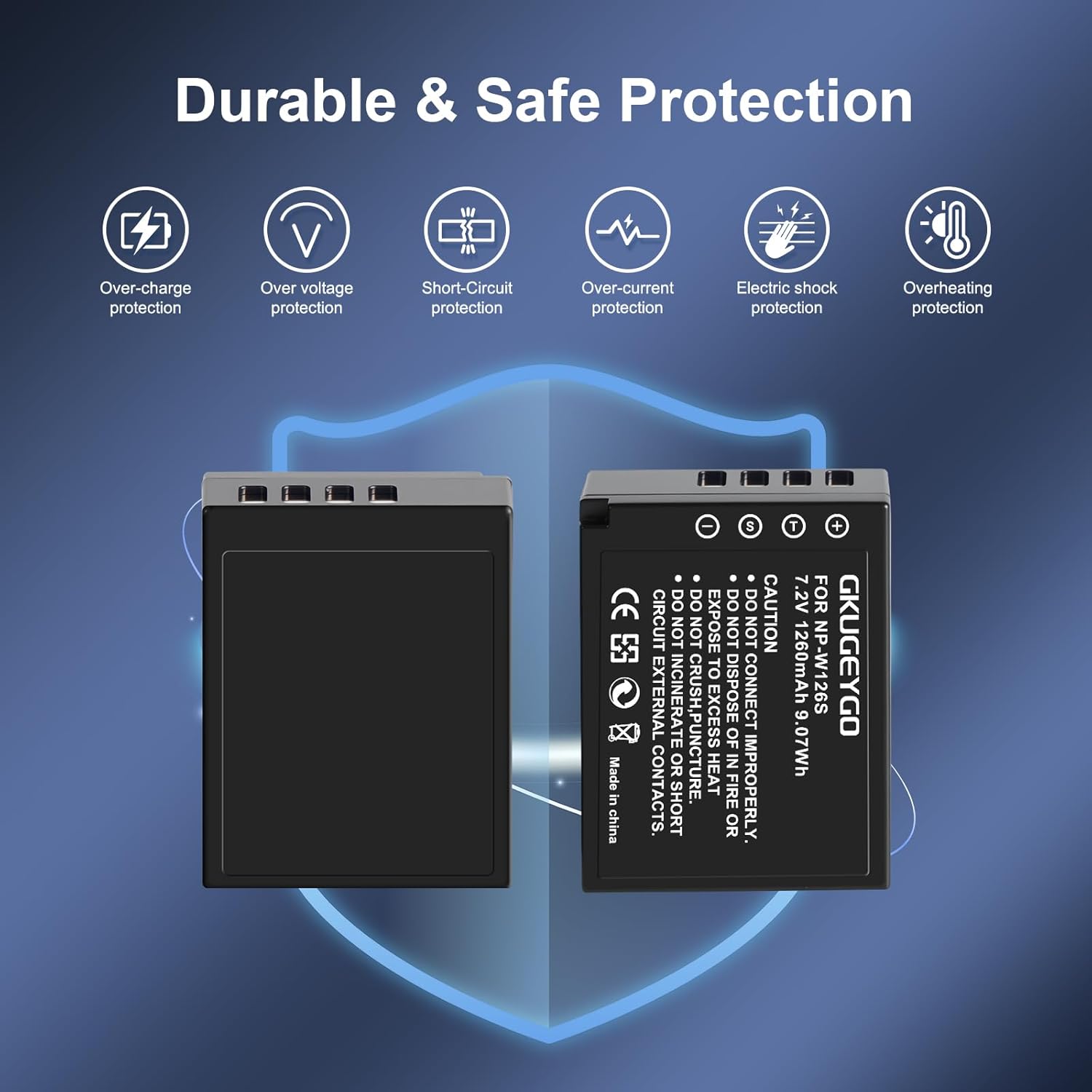 NP-W126 NP-W126S Battery and Charger, 2-Pack Replacement Battery Compatible with Fujifilm XM5 X100VI X100V XS10 XT30II XT30 XT20 XE4 A5 Cameras - Image 4