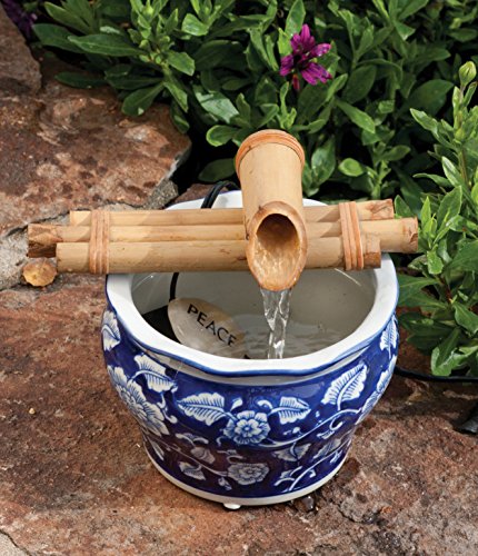 Bamboo Accents Zen Fountain Kit - Three-Arm, Split-Resistant Bamboo for DIY Indoor/Outdoor Oasis - for Large Containers (Bowl Not Included) (7