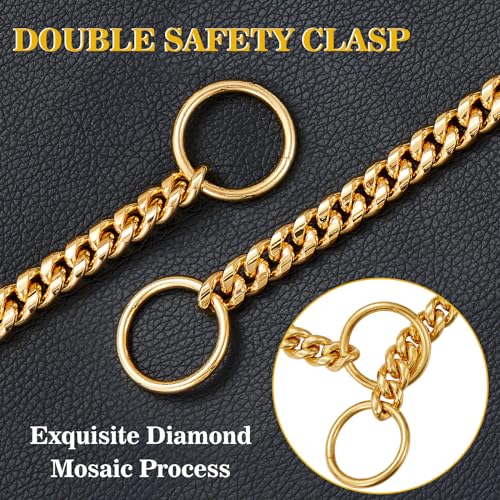 P Chain Collar, 10MM wide, 18K Gold Plated Cuban Link Strong Heavy Duty Chew Proof for Small Medium Big Dogs (25cm) - Image 4
