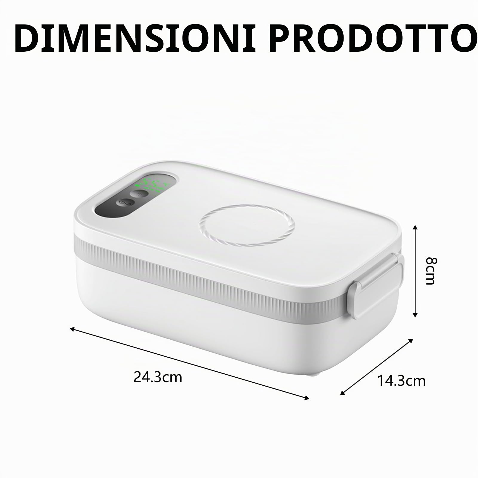 Scaldavivande Elettrico Portatile, 1L Scatola da Pranzo Riscaldata a Batteria per Adulti Portatile in Acciaio Lunch Box Portavivande Termico con Display Temperatura per Auto Camion Uffici