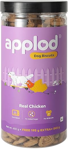 Applod Real Chicken Dog Biscuits for Puppies & Adult Dogs | Oven-Baked Crunchy Dog Treats Made with Real Ingredients | Hea...
