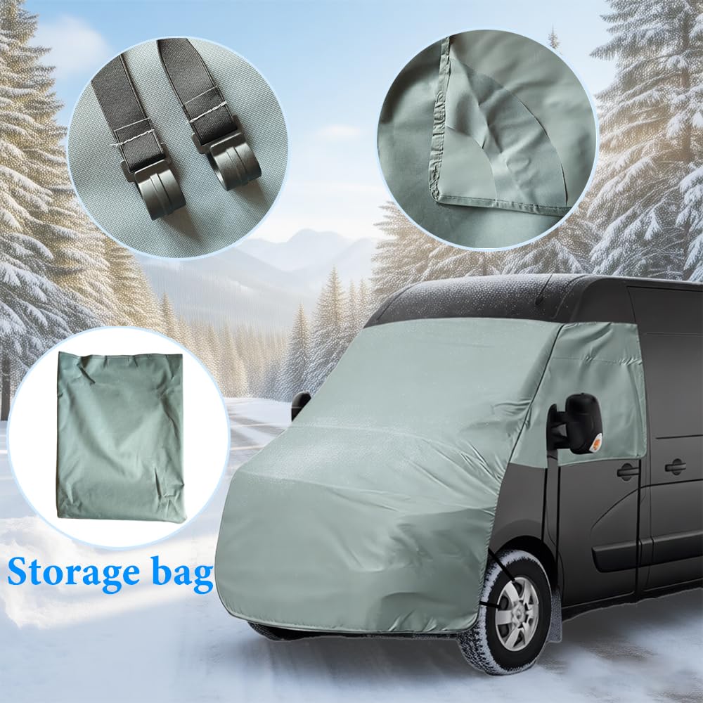 600D Externe Frontscheibe Abdeckung Kompatibel mit Renault Master Nissan NV400 2010-2024, Windschutzscheibe Motorhaube Abdeckung Kompatibel mit Opel Movano, Frost, Eis & Schneeschutz