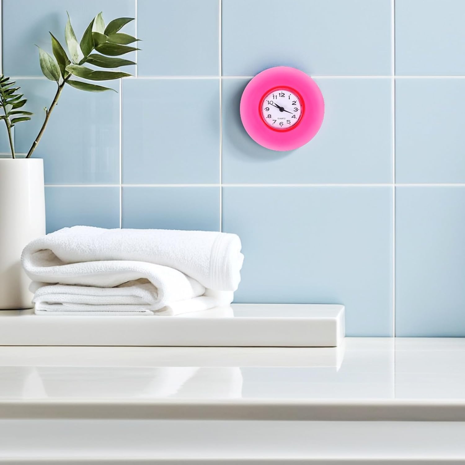 GANAZONO Red Suction Shower Clock, Plastic Waterproof Bathroom Timer