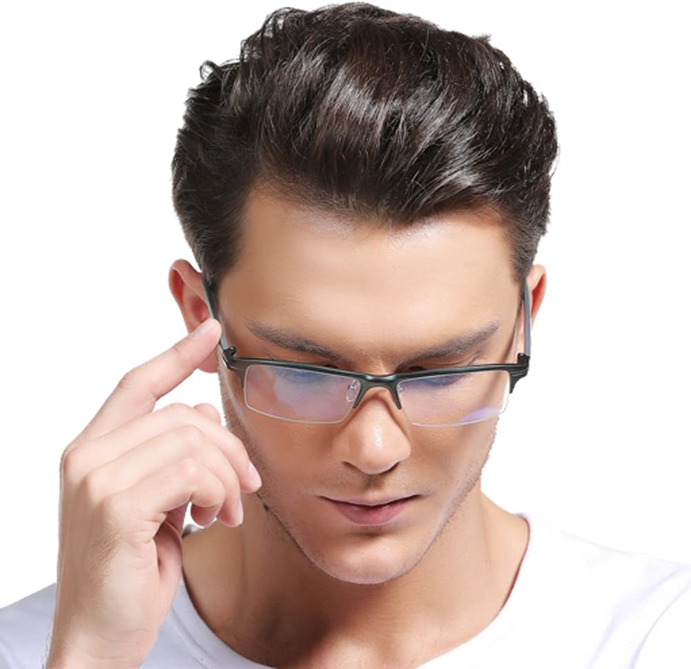 SOOLALA Mens Aluminum Magnesium Optical Quality Semi-rimless Reading Glasses
