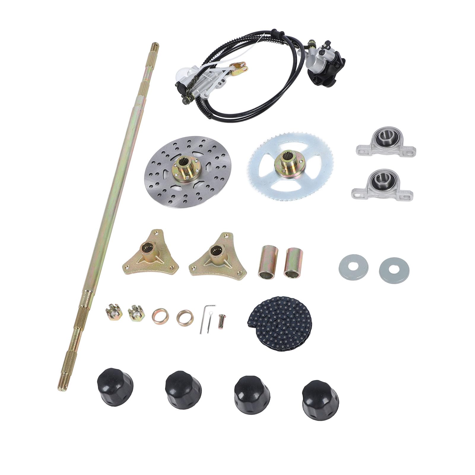 ciciglow Kit de Eje Vivo Trasero Go Kart, 24 Piezas Go Kart Wheels Kit de Eje Trasero Go Kart para Quads ATV con Conjunto de Eje Trasero Eléctrico de 50 , 70 y 90