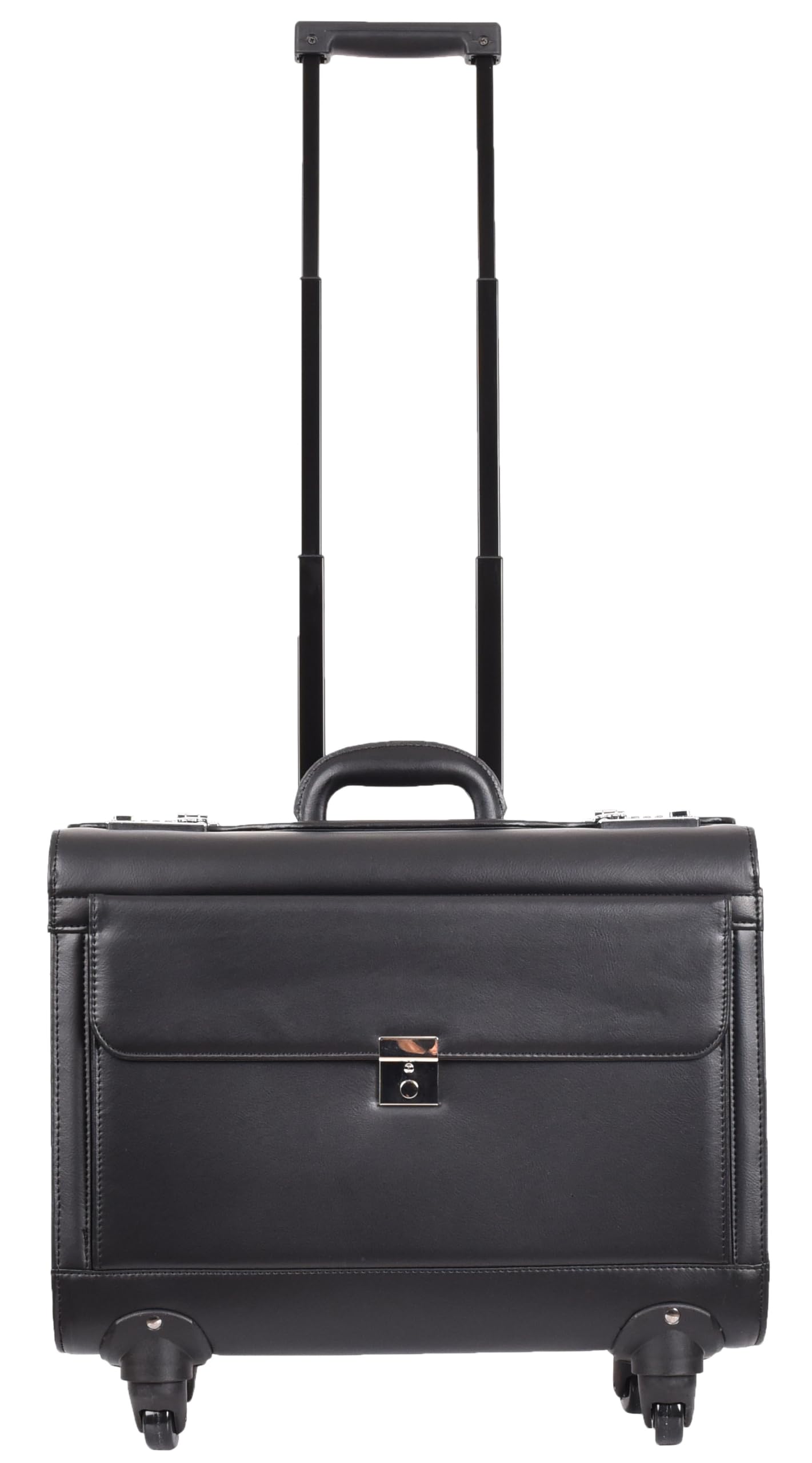 HLG416 - Funda de piel con 4 ruedas, diseño de piloto de aviación, estilo empresarial, color negro, Black, L, Estuche Pilot