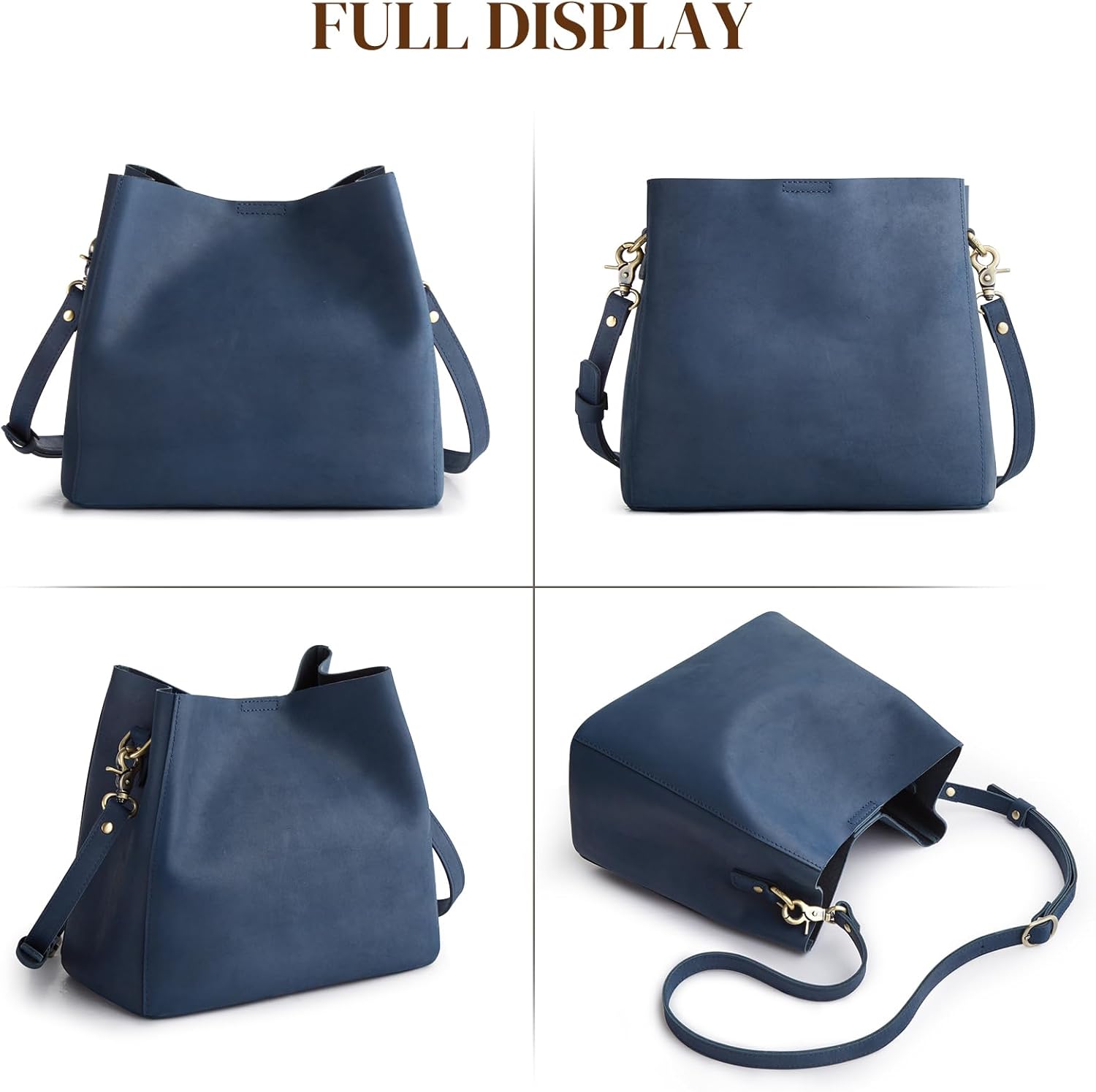 S-ZONE Full Grain Leather Crossbody Bags for Women Shoulder Bag Butterfly Bucket Purses - Image 6