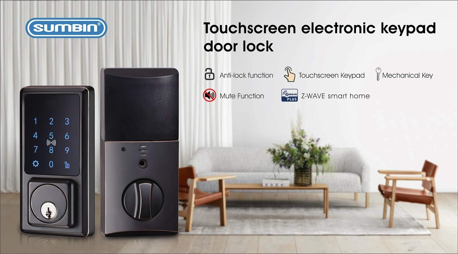 Up To 60% OFF Sumbin Z-Wave Electronic Keypad Smart Deadbolt in Iron Black
