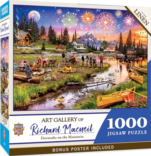 Masterpieces Puzzle de 1000 Piezas para Adultos, Familia o Jóvenes - Fuegos Artificiales en la Montaña - 19.25"x26.75"