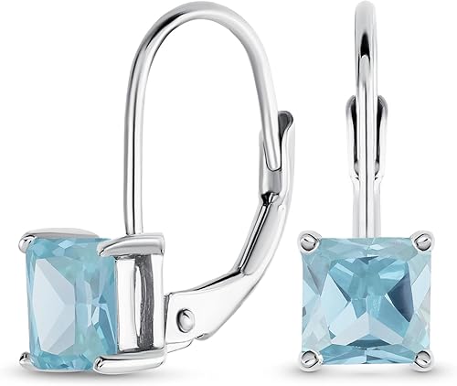 Pendientes clásicos de novia de 1 a 2 quilates con circonita cúbica cuadrada de corte princesa con circonita cúbica cuadrada AAA CZ para mujer,