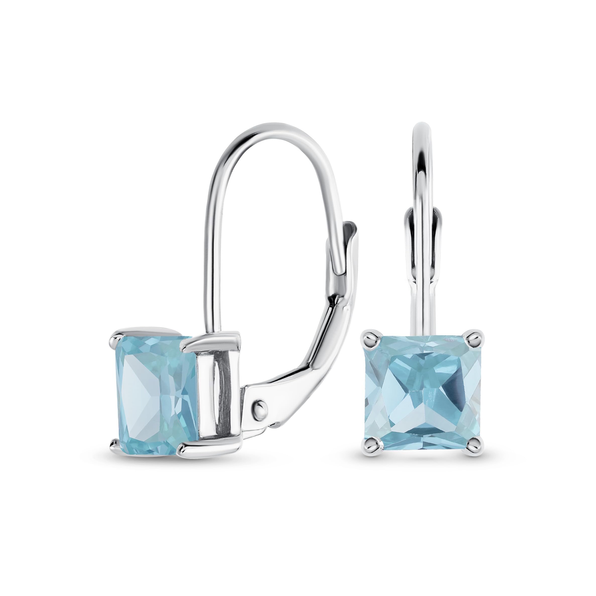 Klassische Braut 1-2 Ct Simulierte Edelstein Cubic Zirkonia Quadrat Prinzessschliff Solitaire Quadrat AAA CZ Leverback Ohrringe Für Frauen, Vergoldet Mit .925 Sterlingsilber In Geburtssteinfarben