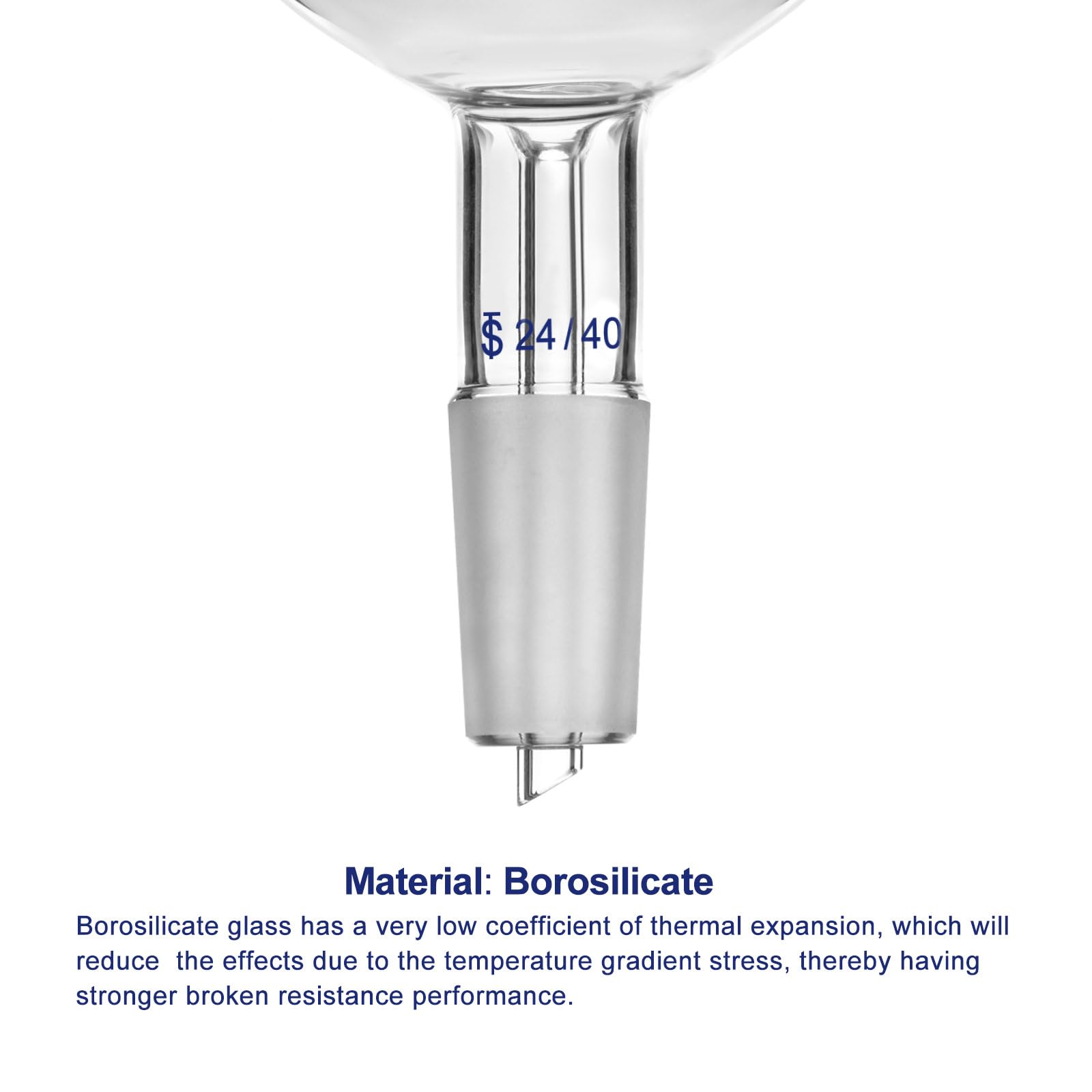 Labasics Embudo de Filtración Büchner de Vidrio Borosilicato con Frita Fina G3, Junta Cónica Interior 24/40, Embudo de Grado de Laboratorio para Procesos de Filtración y Separación, 500 ml